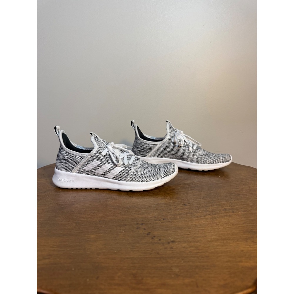 Adidas Cloudfoam Women's Athletic Shoes‎ White Black Knit Sneakers Size 6.5